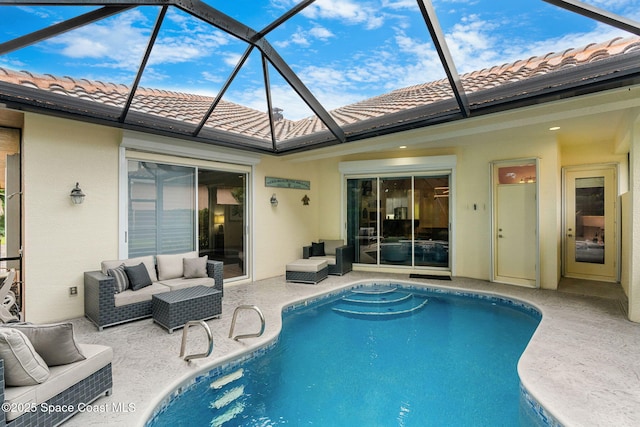 172 Whaler Dr, Melbourne Beach, FL 32951 - outdoor pool featuring a patio area, outdoor lounge area, and a lanai