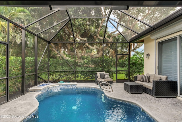 172 Whaler Dr, Melbourne Beach, FL 32951 - swimming pool with a patio area, a lanai, and an outdoor hangout area