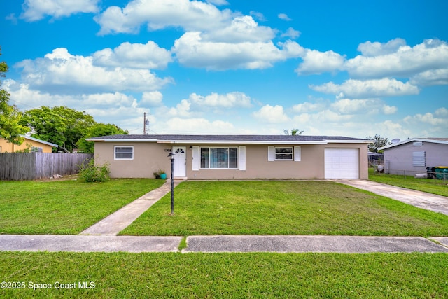1768 Hudson Cir S, Melbourne, FL 32935 - ranch-style house featuring stucco siding, concrete driveway, and a garage