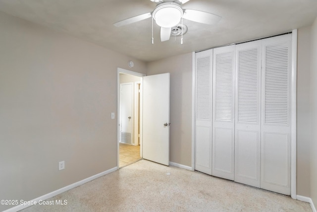 1768 Hudson Cir S, Melbourne, FL 32935 - unfurnished bedroom featuring a closet and a ceiling fan