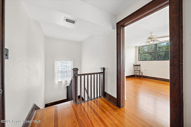 415 2nd Ave, Indialantic, FL 32903 - hall featuring an upstairs landing and wood finished floors