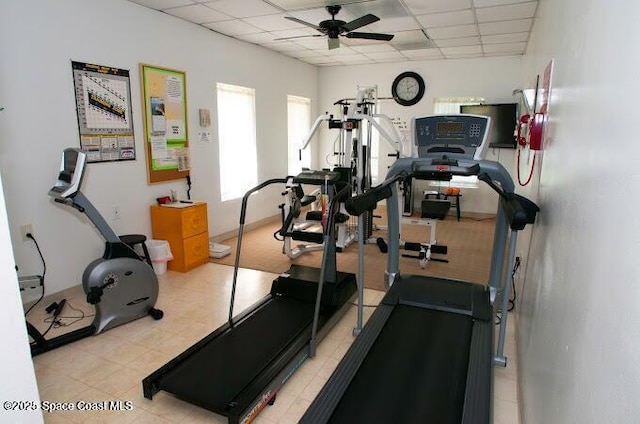 2727 N Wickham Rd # 106-7, Melbourne, FL 32935 - exercise room with a paneled ceiling and a ceiling fan