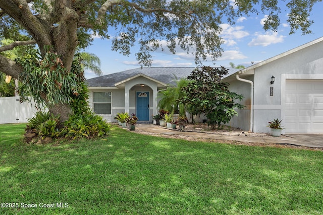 1036 Greenleaf Ct, Rockledge, FL 32955 - ranch-style home with stucco siding, an attached garage, and roof with shingles