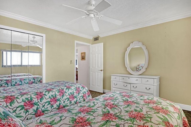 3170 N Atlantic Ave N Unit 403, Cocoa Beach, FL 32931 - carpeted bedroom featuring ornamental molding and ceiling fan