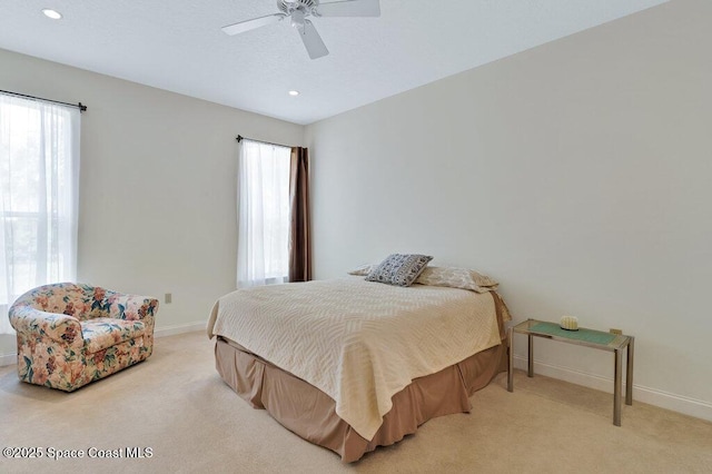 3825 Allen Ave, Micco, FL 32976 - bedroom featuring light colored carpet, recessed lighting, and a ceiling fan