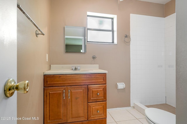 2234 Flower Tree Cir, Melbourne, FL 32935 - full bathroom with vanity, tiled shower, and tile patterned floors