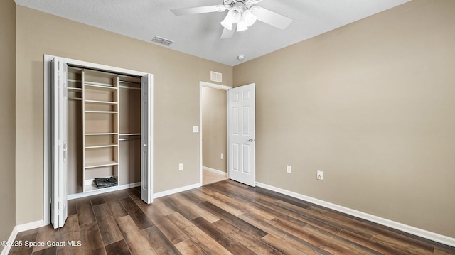 1448 Attilburgh Blvd, West Melbourne, FL 32904 - unfurnished bedroom featuring wood finished floors, a closet, and a ceiling fan