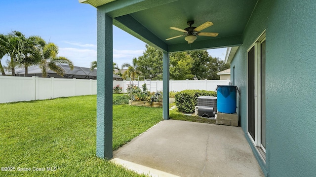 1448 Attilburgh Blvd, West Melbourne, FL 32904 - fenced backyard featuring ceiling fan and a patio area