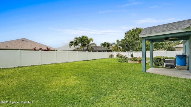 1448 Attilburgh Blvd, West Melbourne, FL 32904 - fenced backyard featuring ceiling fan and a patio area