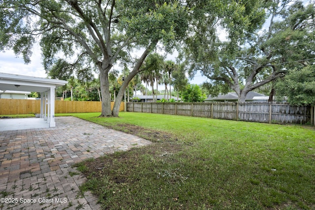 1249 Coosa Ave NE, Palm Bay, FL 32907 - fenced backyard with a patio area