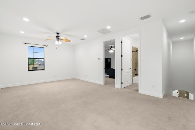1026 Shiloh Dr, Melbourne, FL 32940 - unfurnished room featuring a ceiling fan, light colored carpet, and recessed lighting