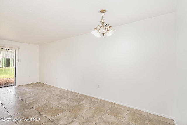 2219 Flower Tree Cir, Melbourne, FL 32935 - spare room featuring a chandelier and light tile patterned flooring