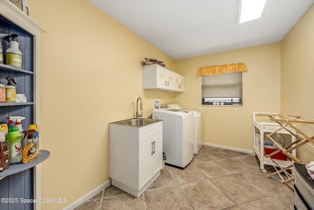 63 Yacht Haven Dr, Cocoa Beach, FL 32931 - laundry area with washing machine and dryer, cabinet space, and light tile patterned floors