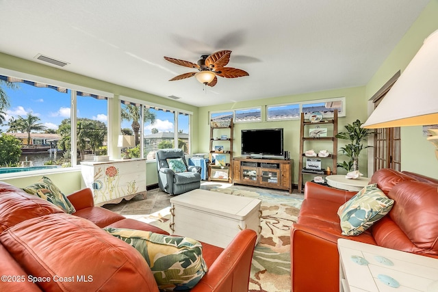63 Yacht Haven Dr, Cocoa Beach, FL 32931 - living room with ceiling fan