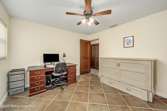 63 Yacht Haven Dr, Cocoa Beach, FL 32931 - office with ceiling fan and dark tile patterned flooring