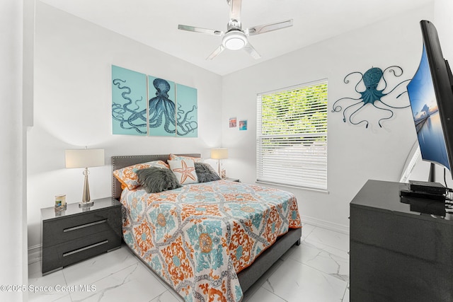 227 Loggerhead Dr, Melbourne Beach, FL 32951 - bedroom featuring marble finish flooring and ceiling fan