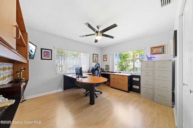 1732 Bay Shore Dr, Cocoa Beach, FL 32931 - office space with a ceiling fan and light wood-style floors