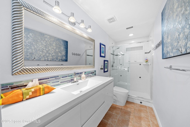 1732 Bay Shore Dr, Cocoa Beach, FL 32931 - bathroom featuring vanity, a shower stall, and tile patterned flooring