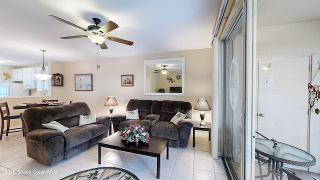 1347 Hampton Park Ln, Melbourne, FL 32940 - living room featuring ceiling fan and light tile patterned flooring
