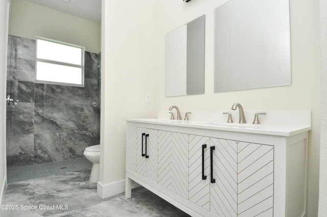 1043 Walden Blvd SE, Palm Bay, FL 32909 - full bath featuring marble look tiles, double vanity, and a shower