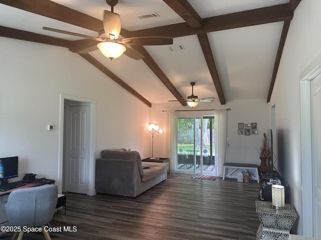 6240 Grissom Pkwy, Cocoa, FL 32927 - living area featuring ceiling fan, wood finished floors, and a desk