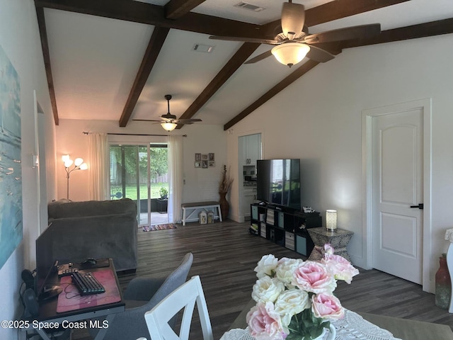 6240 Grissom Pkwy, Cocoa, FL 32927 - living room featuring a ceiling fan and wood finished floors