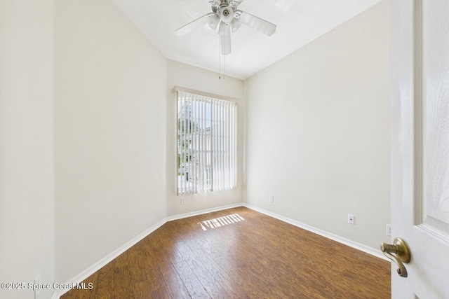 1720 Minutemen Cswy Unit 3, Cocoa Beach, FL 32931 - spare room with wood finished floors, a ceiling fan, and vaulted ceiling