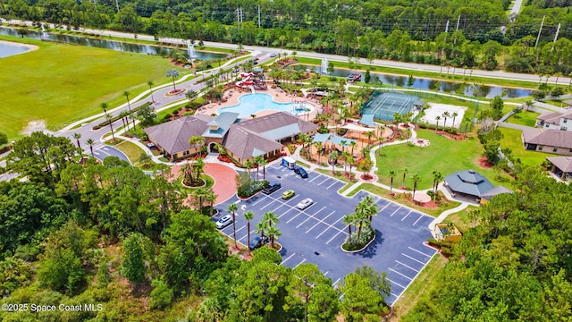 3645 Salt Marsh Cir, West Melbourne, FL 32904 - aerial view of property's location with a large body of water and a pool area