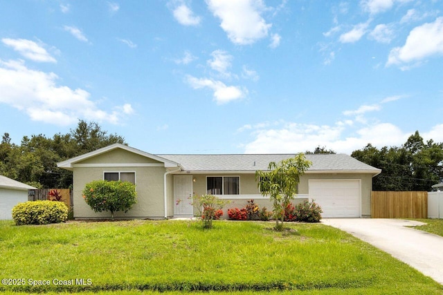 1572 Talavera St SE, Palm Bay, FL 32909 - ranch-style home with driveway, a garage, and stucco siding