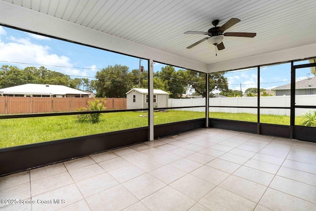 1572 Talavera St SE, Palm Bay, FL 32909 - unfurnished sunroom with ceiling fan