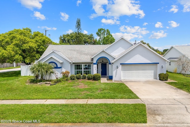 878 Croton Rd, Rockledge, FL 32955 - ranch-style home with an attached garage, stucco siding, driveway, and a shingled roof