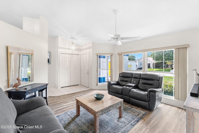 878 Croton Rd, Rockledge, FL 32955 - living room with wood finished floors and a ceiling fan