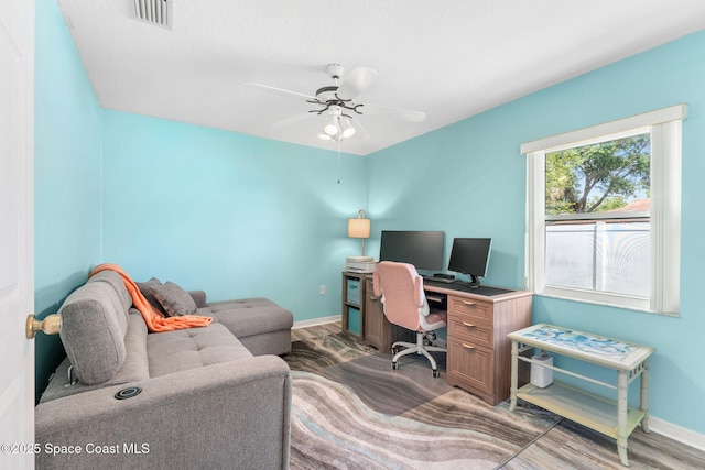 878 Croton Rd, Rockledge, FL 32955 - office with wood finished floors and ceiling fan