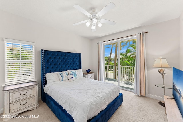 1 Eighth Ave Unit 1201, Indialantic, FL 32903 - bedroom featuring light carpet, access to outside, and ceiling fan
