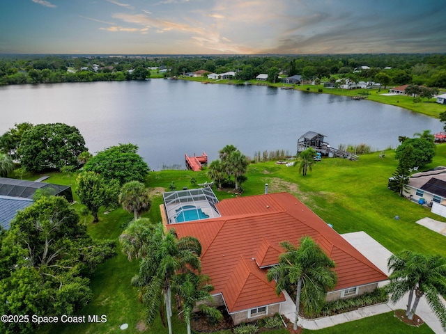 405 Lake View Ln, Grant-Valkaria, FL 32909 - bird's eye view of a nearby body of water and a pool area