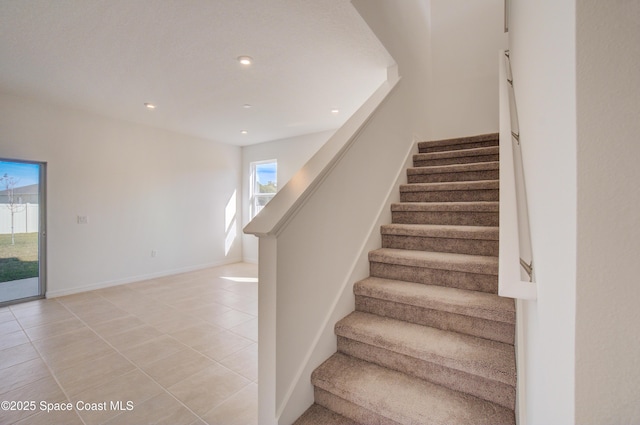 3265 Viridian Cir, West Melbourne, FL 32904 - staircase with tile patterned flooring and recessed lighting