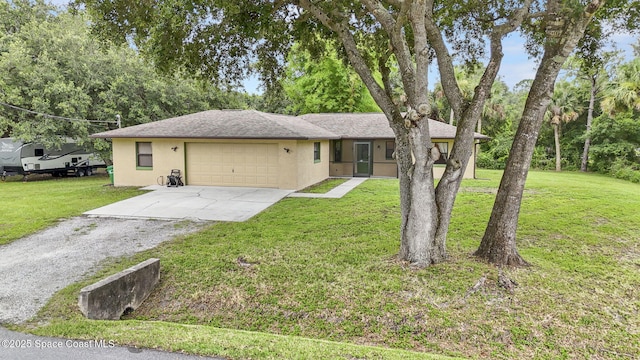 3375 Bryce St, Cocoa, FL 32926 - single story home with concrete driveway, an attached garage, stucco siding, roof with shingles, and a front yard
