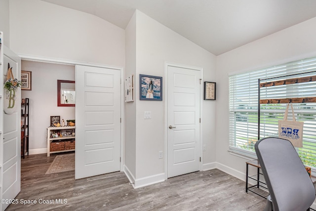 711 Tupelo Cir, Cocoa, FL 32926 - office space featuring lofted ceiling and wood finished floors