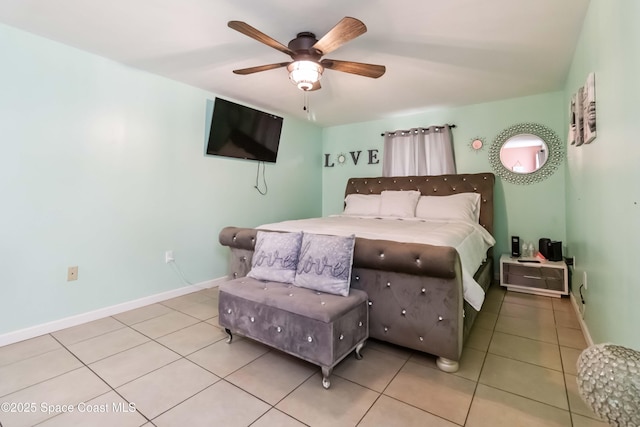 542 Troy Rd SW, Palm Bay, FL 32908 - tiled bedroom with baseboards and ceiling fan
