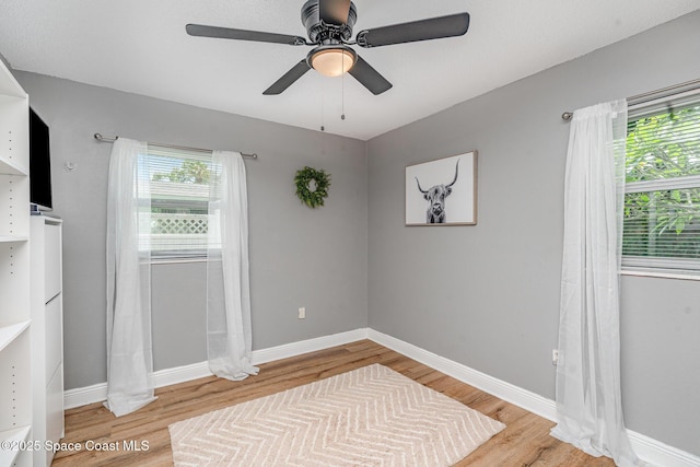 560 Conifer St, Melbourne, FL 32904 - bedroom featuring light wood-style flooring, multiple windows, and ceiling fan