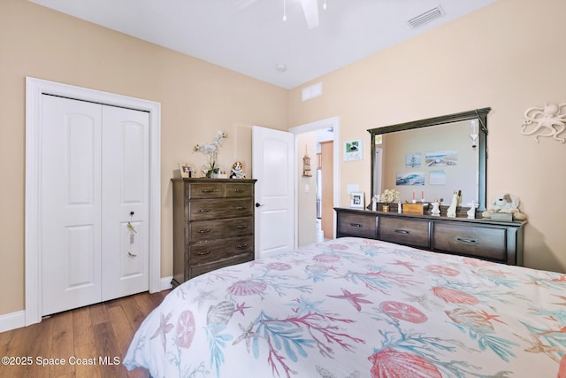 5337 Indigo Crossing Dr, Rockledge, FL 32955 - bedroom with wood finished floors, a closet, and ceiling fan