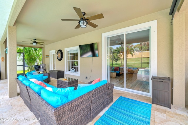 5337 Indigo Crossing Dr, Rockledge, FL 32955 - view of patio with a ceiling fan and an outdoor hangout area