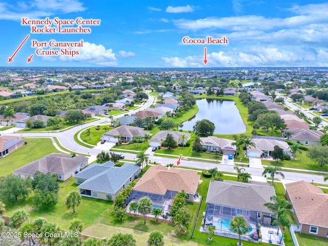5337 Indigo Crossing Dr, Rockledge, FL 32955 - aerial view of property's location with nearby suburban area and a large body of water