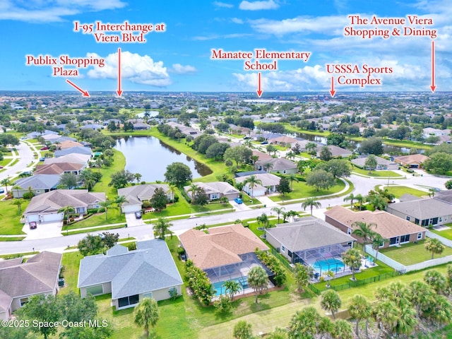 5337 Indigo Crossing Dr, Rockledge, FL 32955 - aerial perspective of suburban area featuring a nearby body of water