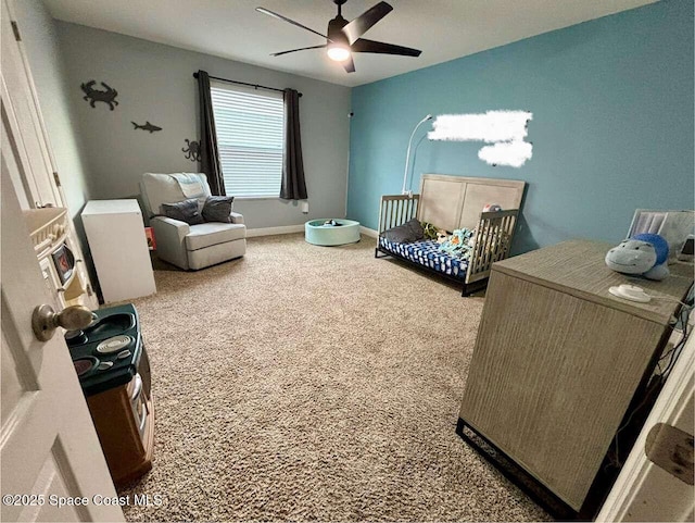 3725 Aria Dr, Melbourne, FL 32904 - bedroom featuring carpet floors and a ceiling fan