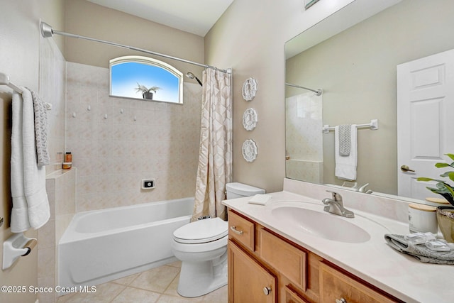 4490 Portage Trl, Melbourne, FL 32940 - bathroom with shower / tub combo, vanity, and tile patterned flooring