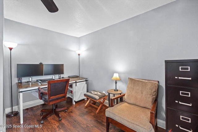 3440 Pine St, Cocoa, FL 32926 - office with dark wood-type flooring and baseboards