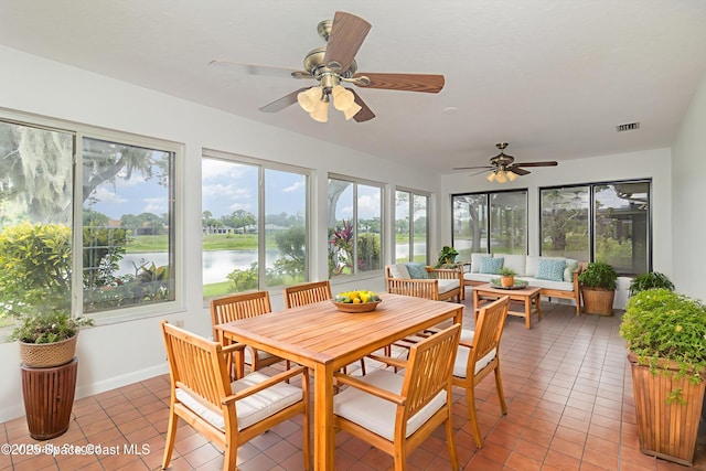 1570 Frontier Dr, Melbourne, FL 32940 - sunroom / solarium with tile patterned flooring and a water view