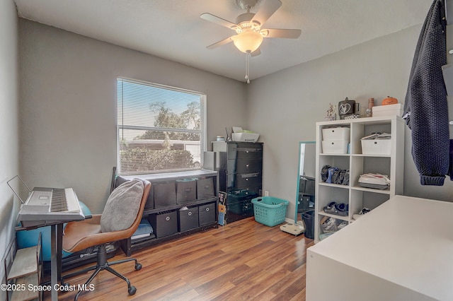 1032 Bernice Rd, Rockledge, FL 32955 - office with wood finished floors and a ceiling fan