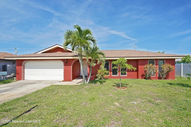 765 Palm Dr, Satellite Beach, FL 32937 - ranch-style house with driveway, an attached garage, and stucco siding